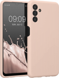 Husa din silicon compatibila cu Samsung Galaxy A04S silk touch interior din catifea Roz Pal 