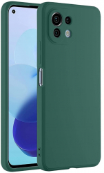 Husa din silicon compatibila cu Xiaomi Mi 11T Lite silk touch interior din catifea Verde inchis 