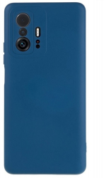 Husa din silicon compatibila cu Xiaomi Mi 11T Pro silk touch interior din catifea Albastru inchis 