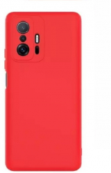 Husa din silicon compatibila cu Xiaomi Mi 11T Pro silk touch interior din catifea Rosu 