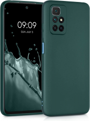 Husa din silicon compatibila cu Xiaomi Redmi 10 silk touch interior din catifea Verde inchis 