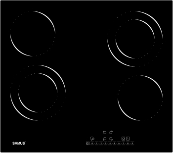 Plita incorporabila Samus PSVE-64BG6 vitroceramica 60 cm 4 arzatoare Negru 