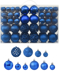 Set de globuri de Craciun 100 piese albastru 