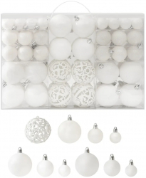Set globuri de Craciun 100 piese alb 