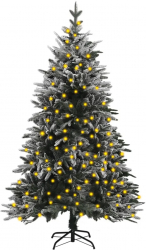 Brad de Craciun artificial cu LED-uri and zapada 150 cm PVC and PE 