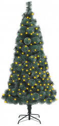 Brad de Craciun artificial cu LED/suport verde 150 cm PET 