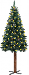Brad de Craciun subtire cu LED lemn zapada alba verde 210 cm 