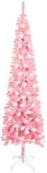 Pom de Craciun subtire cu LED-uri roz 120 cm 