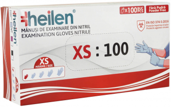 Set 100 Manusi Heilen de unica folosinta din nitril nepudrate Albastru XS 