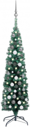 Brad Craciun artificial subtire LED-uri and globuri verde 120 cm 