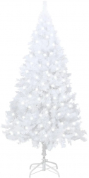 Brad de Craciun artificial cu LED and ramuri groase alb 120 cm 