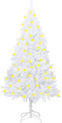 Brad de Craciun artificial cu LED and ramuri groase alb 180 cm 