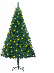 Brad de Craciun artificial cu LED and ramuri groase verde 150 cm 
