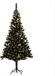 Brad de Craciun artificial cu LED-uri and suport negru 210 cm PVC 