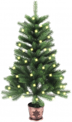 Brad de Craciun artificial cu LED-uri verde 90 cm 