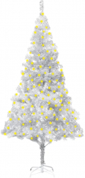 Brad de Craciun artificial cu LED/suport argintiu 180 cm PET 