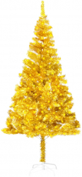 Brad de Craciun artificial cu LED/suport auriu 180 cm PET 