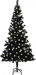 Brad de Craciun artificial cu LED/suport negru 120 cm PVC 