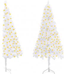 Brad de Craciun artificial de colt cu LED alb 150 cm PVC 