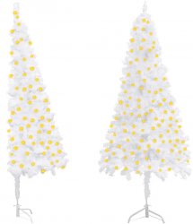Brad de Craciun artificial de colt LED alb 150cm PVC 