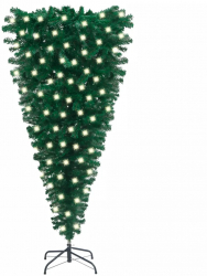 Brad de Craciun artificial inversat cu LED-uri verde 150 cm 