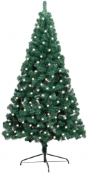 Brad de Craciun artificial jumatate LED and suport verde 240cm PVC 