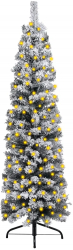 Brad de Craciun artificial subtire LED and zapada verde 120 cm PVC 