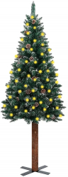Brad de Craciun subtire cu LED lemn zapada alba verde 180 cm 