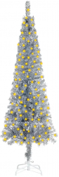 Brad de Craciun subtire cu LED-uri argintiu 120 cm 