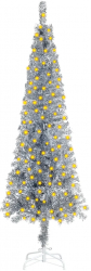Brad de Craciun subtire cu LED-uri argintiu 150 cm 