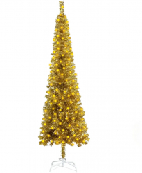 Brad de Craciun subtire cu LED-uri auriu 120 cm 