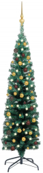 Pom Craciun artificial subtire LED-uri and globuri verde 120 cm 