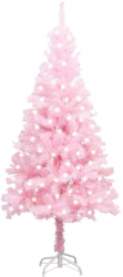 Pom de Craciun artificial cu LED-uri/suport roz 120 cm PVC 