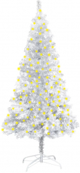 Pom de Craciun artificial cu LED/suport argintiu 150 cm PET 