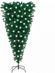 Pom de Craciun artificial inversat cu LED-uri verde 120 cm 