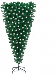 Pom de Craciun artificial inversat cu LED-uri verde 180 cm 