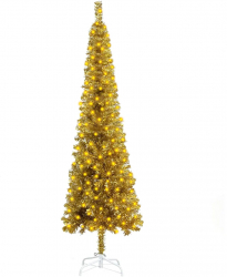Pom de Craciun subtire cu LED-uri auriu 240 cm 