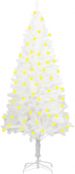 Set brad de Craciun artificial cu LED-uri alb 180 cm 