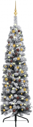 Set pom Craciun artificial LED-uri and globuri verde 180 cm PVC 