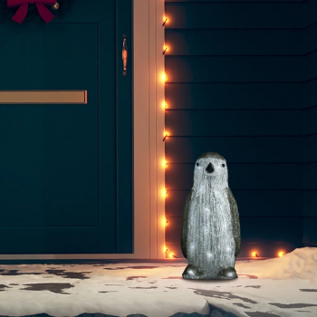Figurina pinguin de Craciun cu LED 30cm acril interior/exterior 