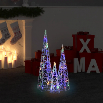 Set conuri decorative cu LED-uri multicolor 30/45/60 cm acril 