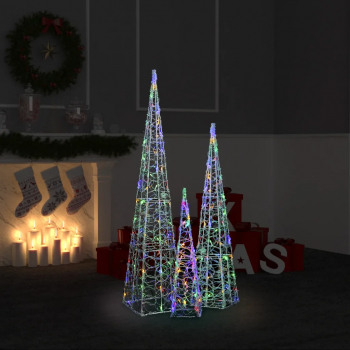 Set conuri decorative cu LED-uri multicolor 60/90/120 cm acril 