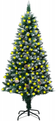 Brad de Craciun artificial cu LED and conuri brad and zapada alba 240cm 