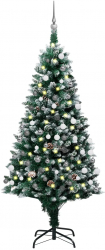 Brad de Craciun artificial cu LED and globuri and conuri de pin 150 cm 