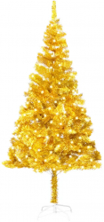 Brad de Craciun artificial cu LED and suport auriu 240 cm PET 