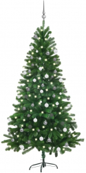 Brad de Craciun artificial cu LED-uri and globuri verde 180 cm