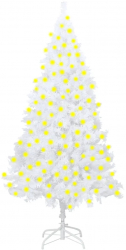 Brad de Craciun artificial cu LED-uri and ramuri groase alb 210 cm 