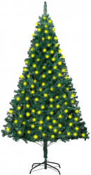 Brad de Craciun artificial cu LED-uri and ramuri groase verde 210 cm 
