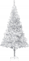 Brad de Craciun artificial cu LED-uri and suport argintiu 240cm PET 