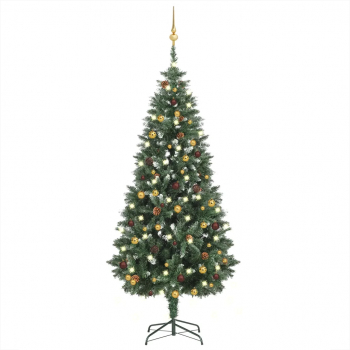Brad de Craciun artificial cu LED-uri/globuri 180 cm 
